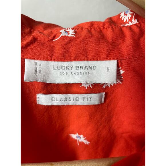 Lucky Brand Button Front Shirt Blouse Top Orange Floral Size Small Boho Western - Picture 4 of 6